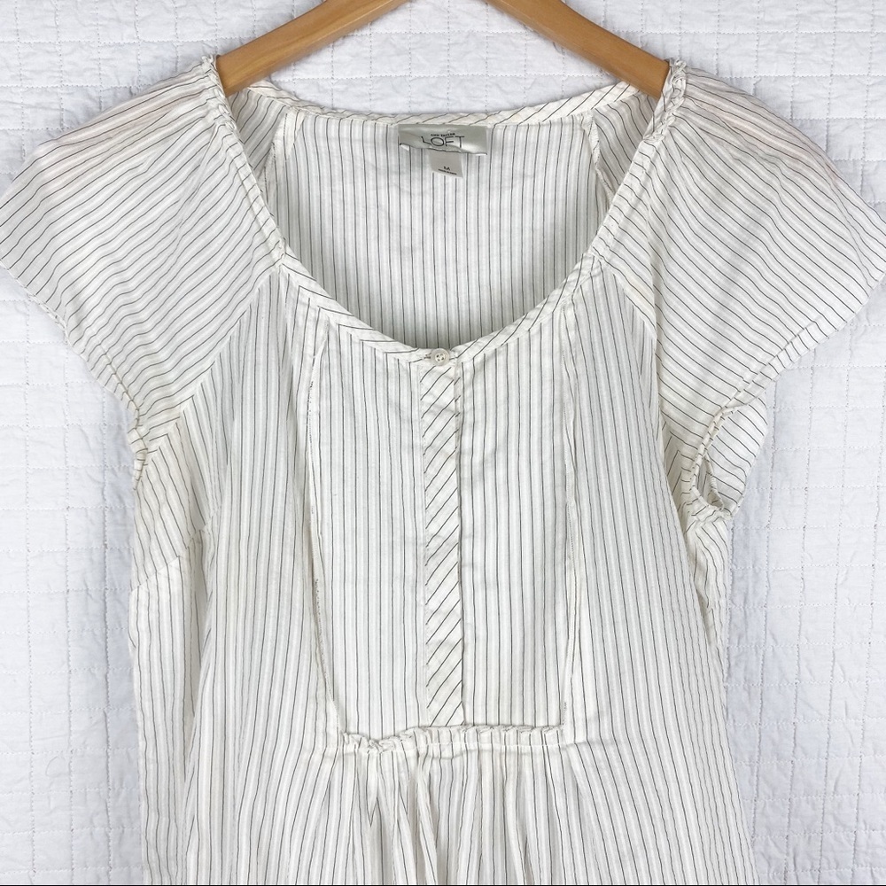 Ann Taylor LOFT Sheer Antique White Pinstripe Top - Picture 5 of 6